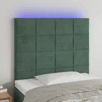 Testiera a LED Verde Scuro 90x5x118/128 cm in Vellutocod mxl 97809