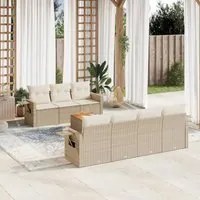 Set Divano da Giardino 8 pz con Cuscini Beige in Polyrattan 3224469