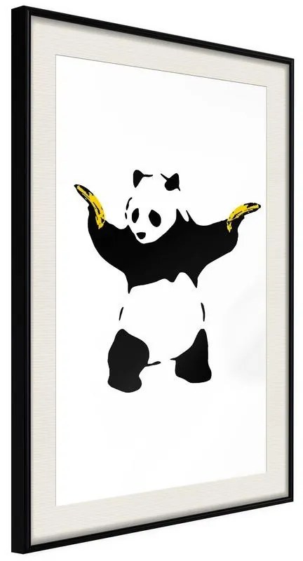 Poster Banksy: Panda With Guns  Cornice Quadri Cornice nera con pass-partout, Larghezza x Altezza Home decor 20x30