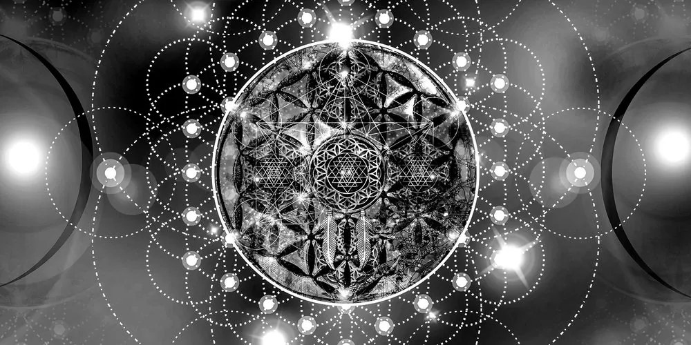 Stampa su tela – Mandala affascinante in bianco e nero