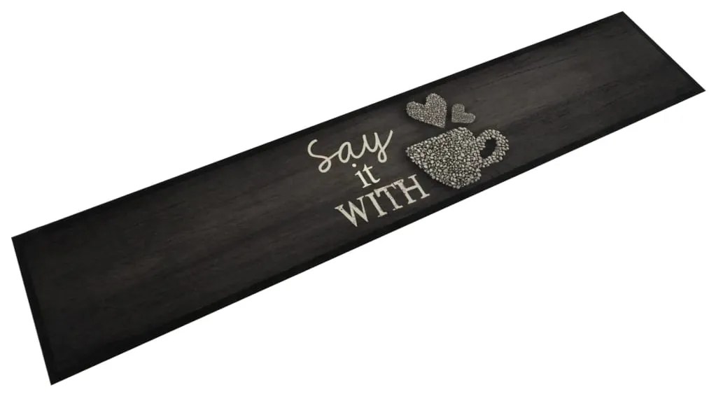 Tappeto Da Cucina Lavabile Nero Tazza 60x300 Cm İn Velluto /