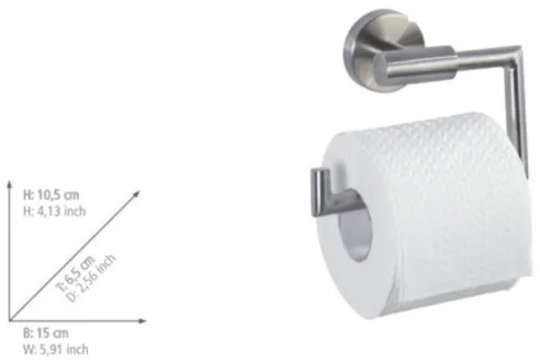 WENKO 19612100 - Porta rotolo per carta igienica BOSIO MATT 15x10,5 cm acciaio inox/argento