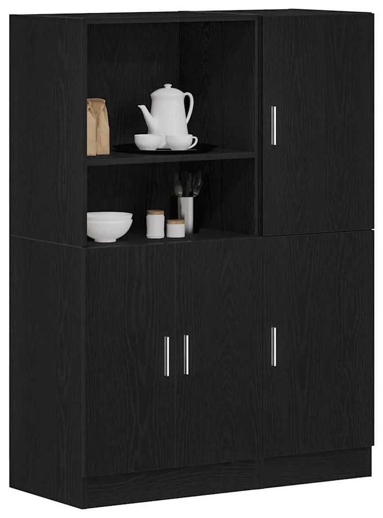 Set Di Mobili Da Cucina 2 Pz Nero İn Truciolato /