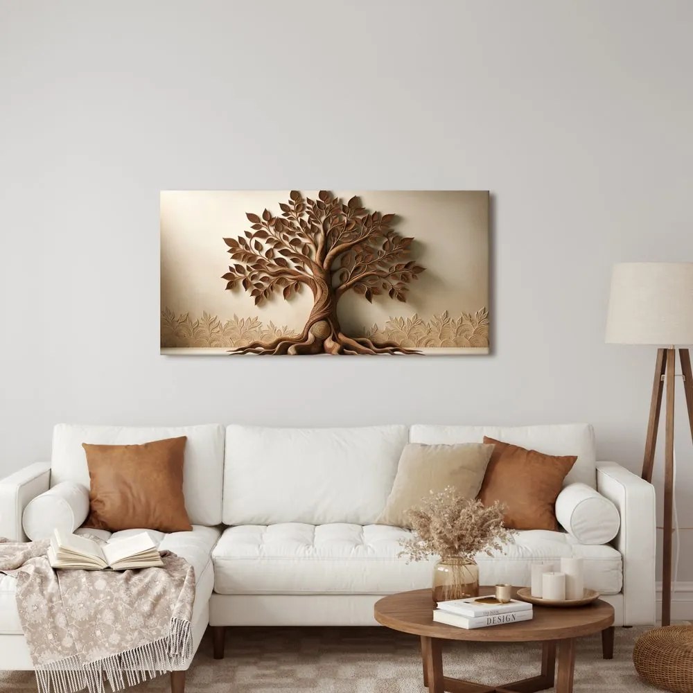 Quadro su tela – Albero della vita in tonalità naturali