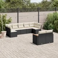 Set Divani da Giardino 9 pz con Cuscini Nero in Polyrattan 3258689