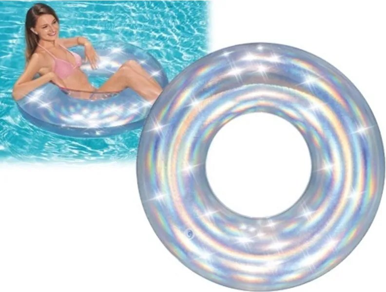 Bestway - Salvagente ciambella gonfiabile per adulto iridescente scintillante 36240