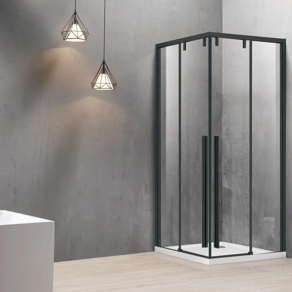 Box doccia 90x90 profilo nero doppio scorrevole vetro 8mm | KSA1000B - KAMALU