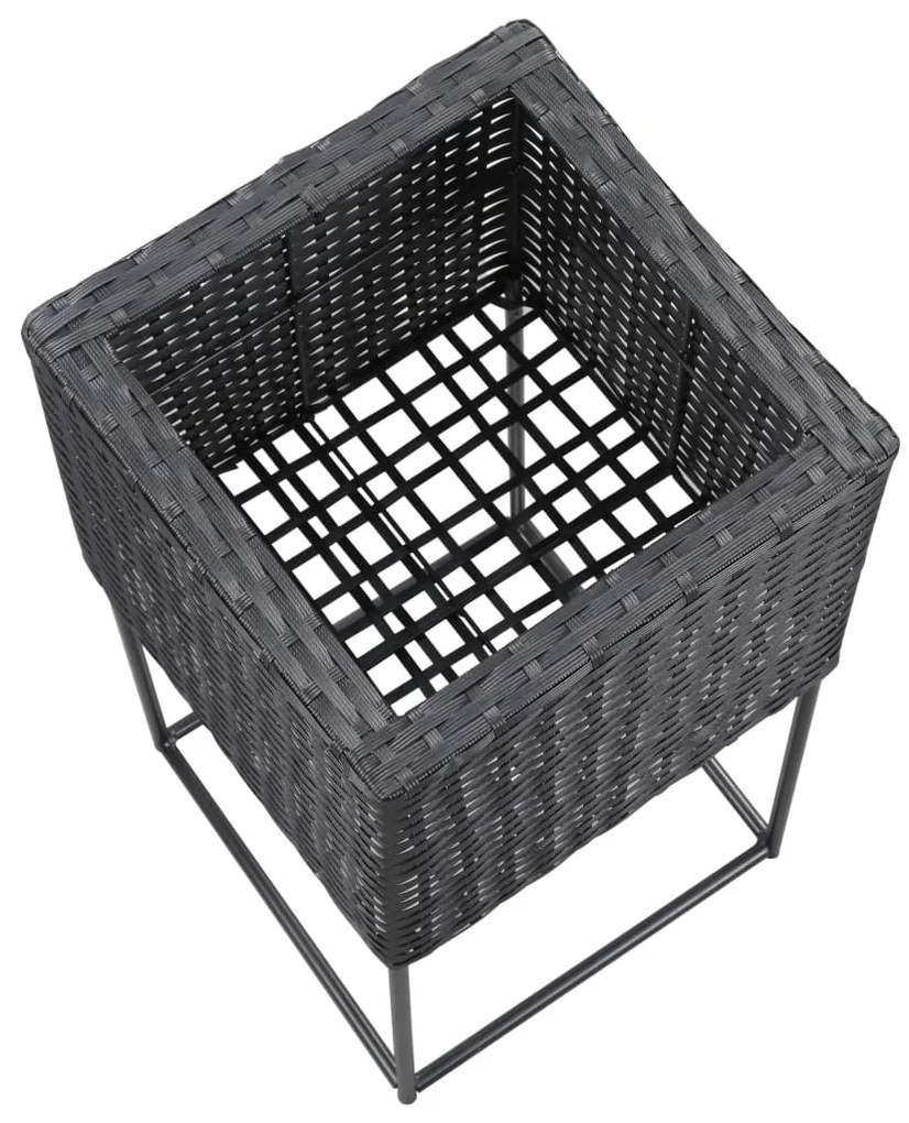 Letti Rialzati da Giardino 3 pz in Polyrattan Nero