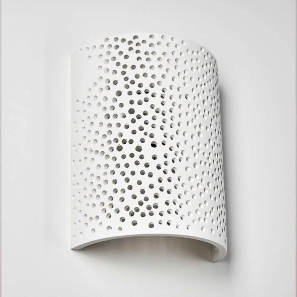 Applique da Parete Curva in Gesso Pitturabile Traforato E14 Materiale Gesso