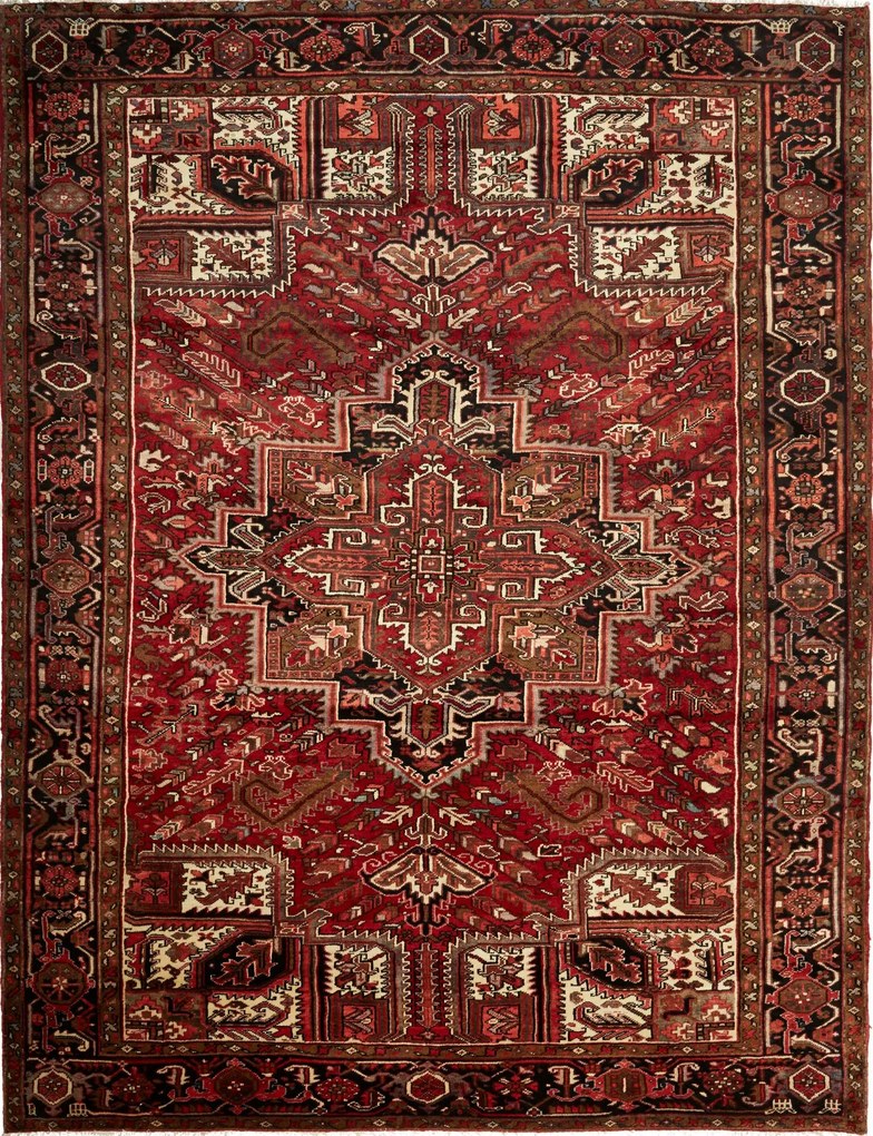 Heriz Tappeto persiano 340x260 Rosso (Iran) Annodato A Mano