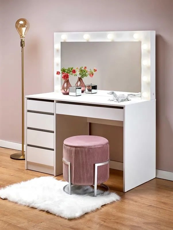 Toeletta Hollywood XL con specchio e LED in bianco