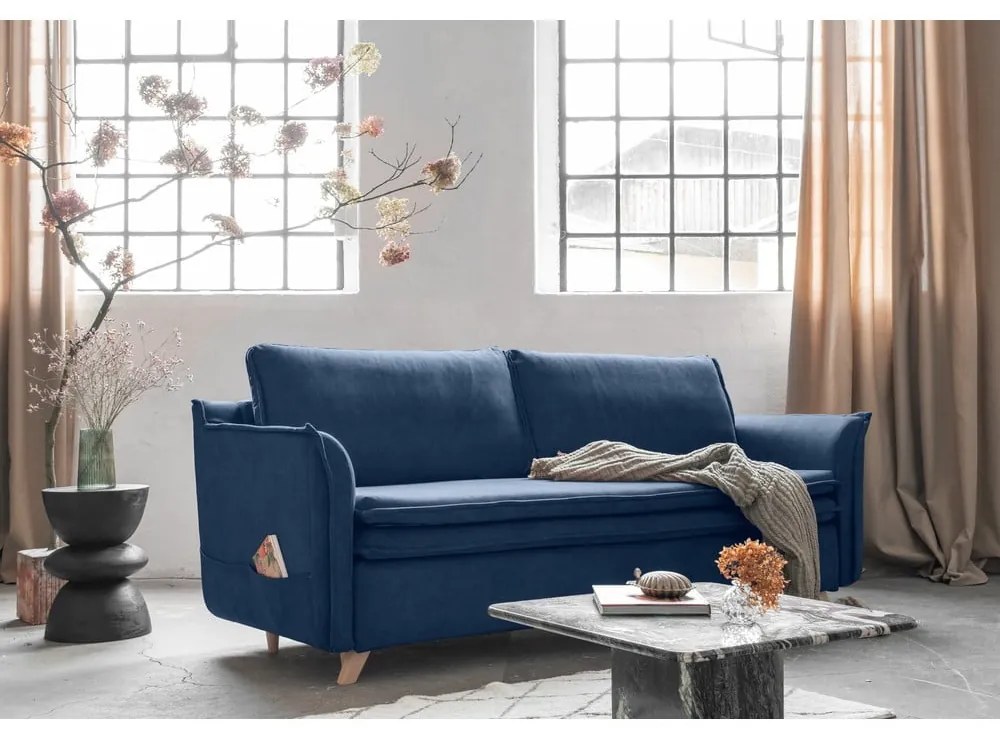 Divano in velluto blu scuro 225 cm Charming Charlie - Miuform