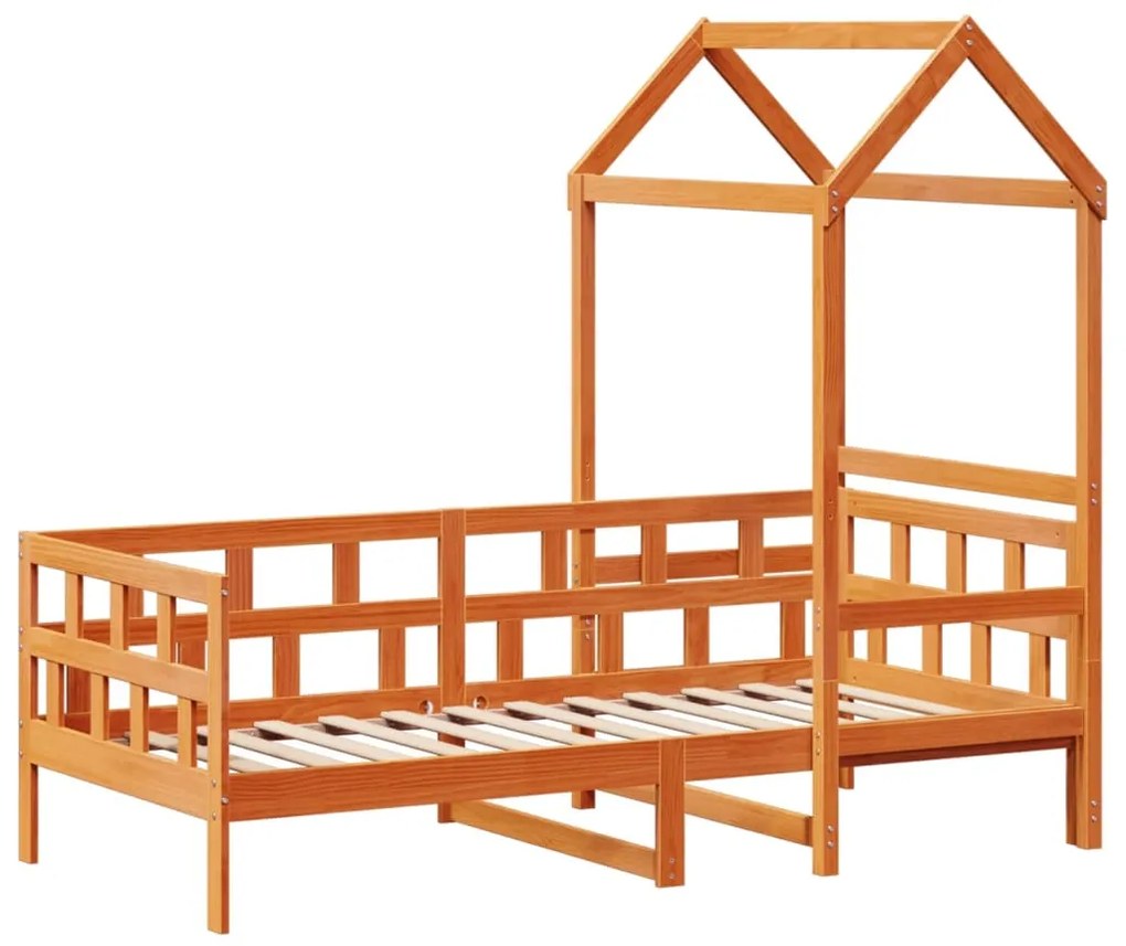 Dormeuse con tetto marrone cera 80x200 cm legno massello pino