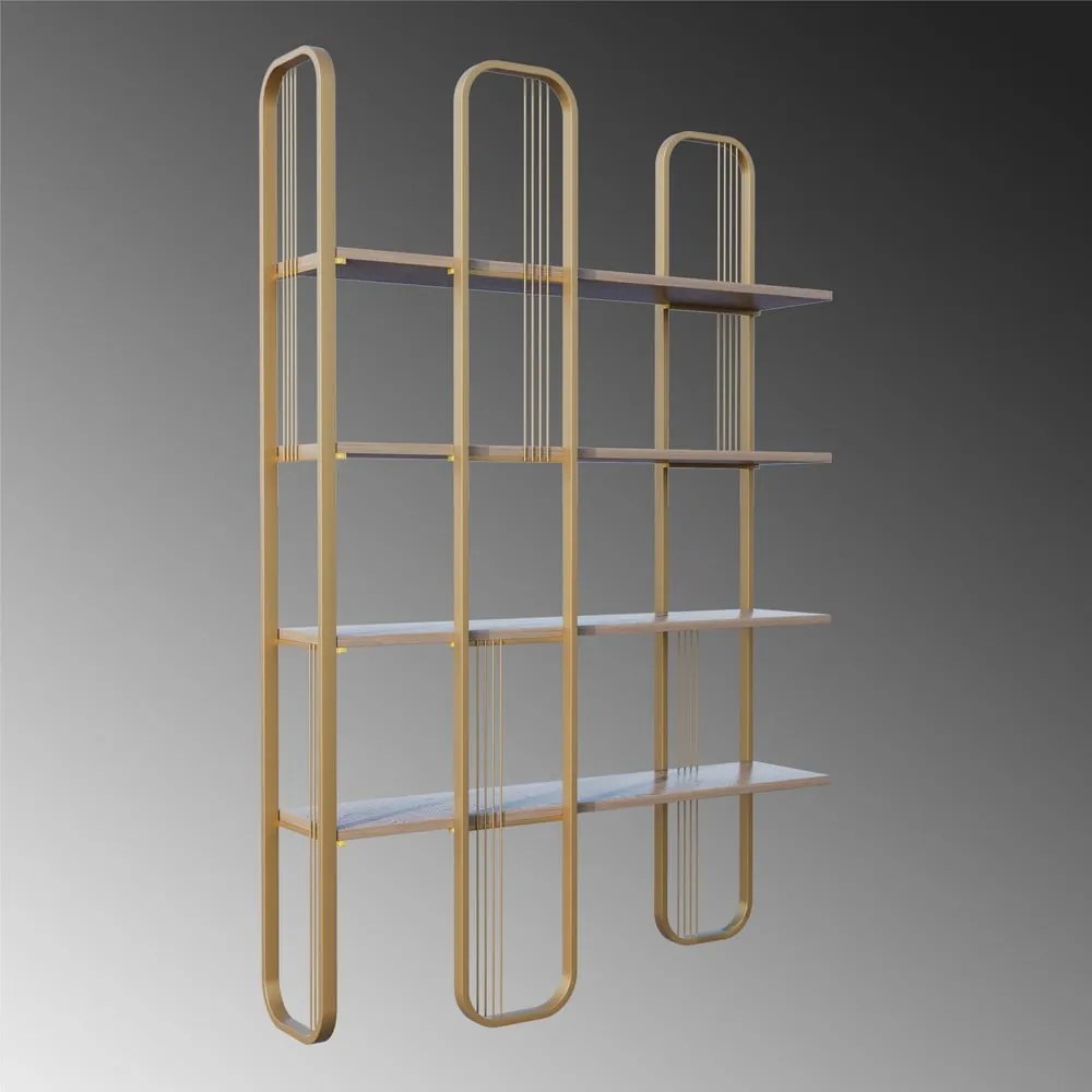 Scaffale in pino con decorazioni in oro 125x180 cm Sierra - Kalune Design