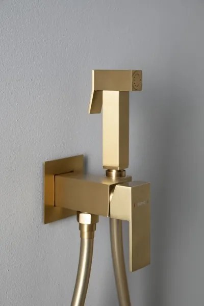 Sapho - Miscelatore per bidet con doccetta per installazione ad incasso CUBEMIX oro opaco