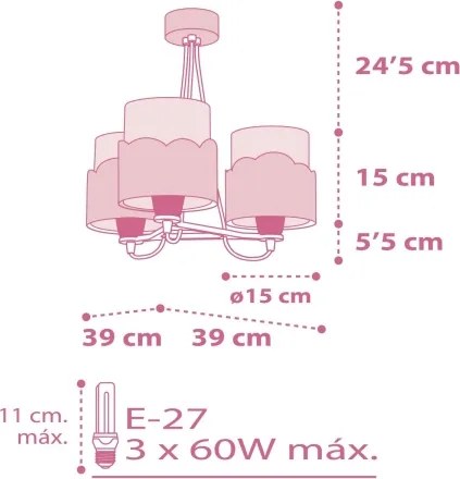 Dalber 61237S - Lampadario per bambini MOON 3xE27/60W/230V