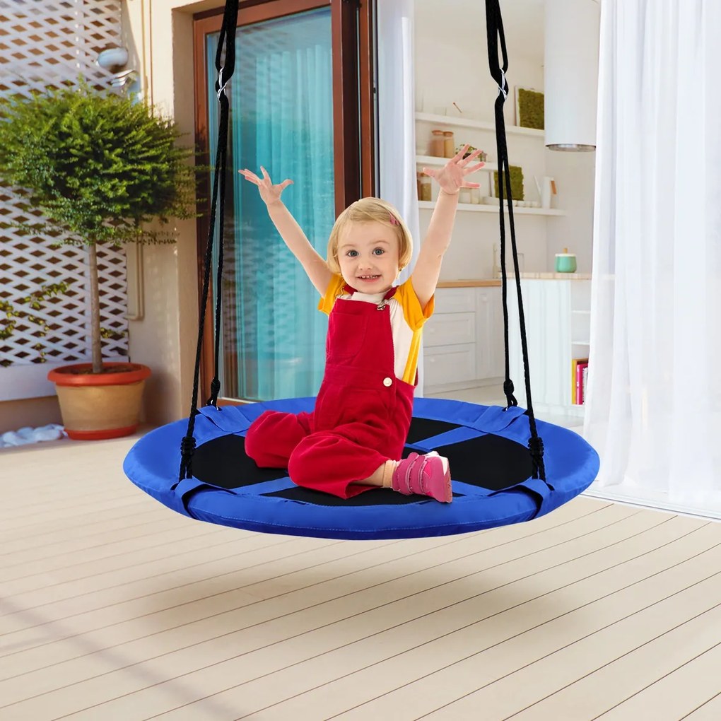 Costway Altalena a nido per bambini in tessuto da giardino, Nido Altalena da appendere 100CM 150KG, Blu