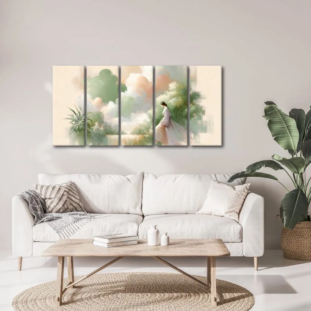 Quadri 5 pezzi – Figura delicata tra i fiori