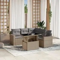 Set Divano da Giardino 6 pz con Cuscini Beige in Polyrattan 3267269