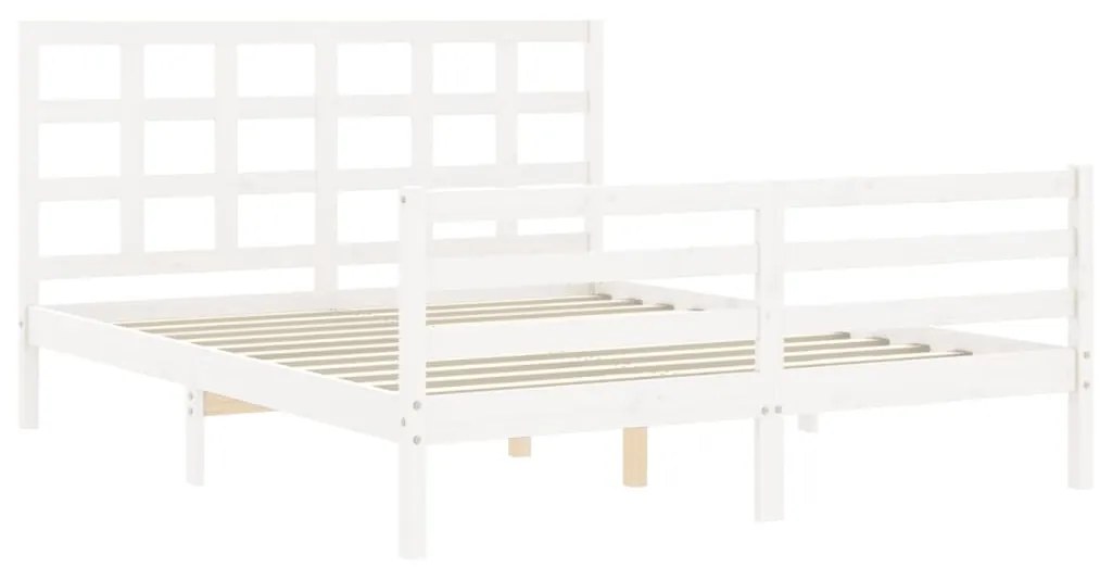 Giroletto con testiera bianco 5ft king size in legno massello