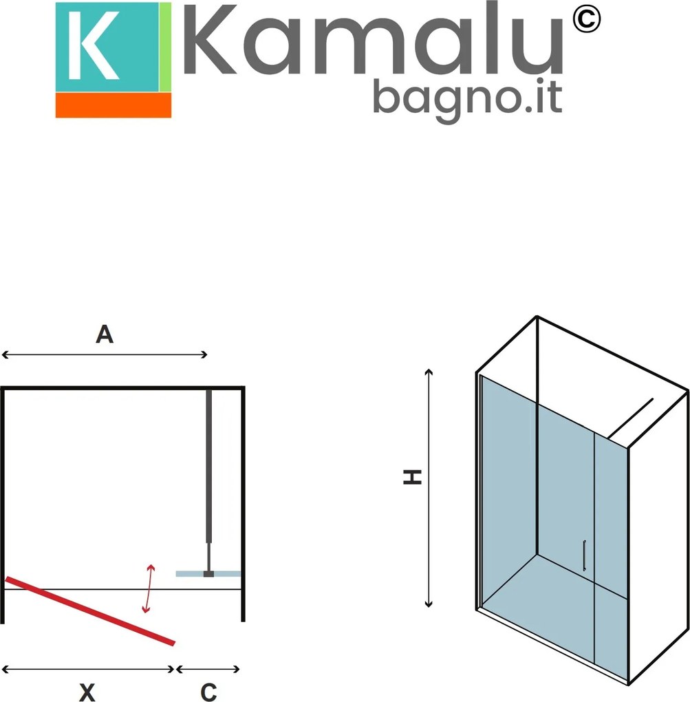 Porta battente doccia nicchia 110cm KS5000 - KAMALU