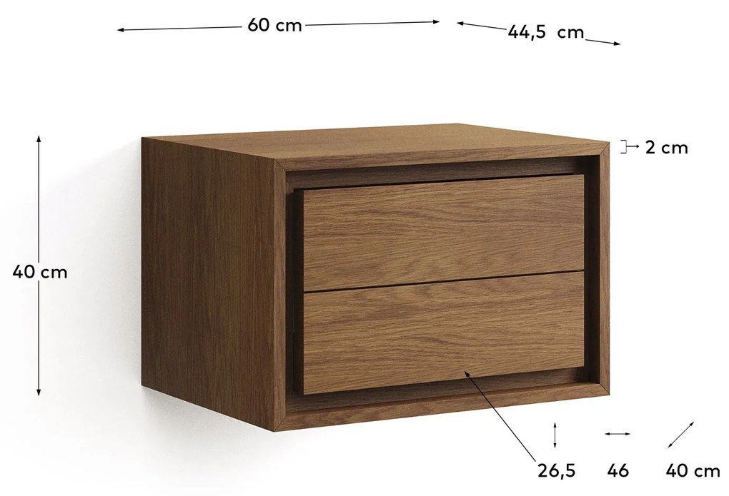 Kave Home - Mobile da bagno Kenta in legno massiccio di teak finitura noce 60 x 45 cm