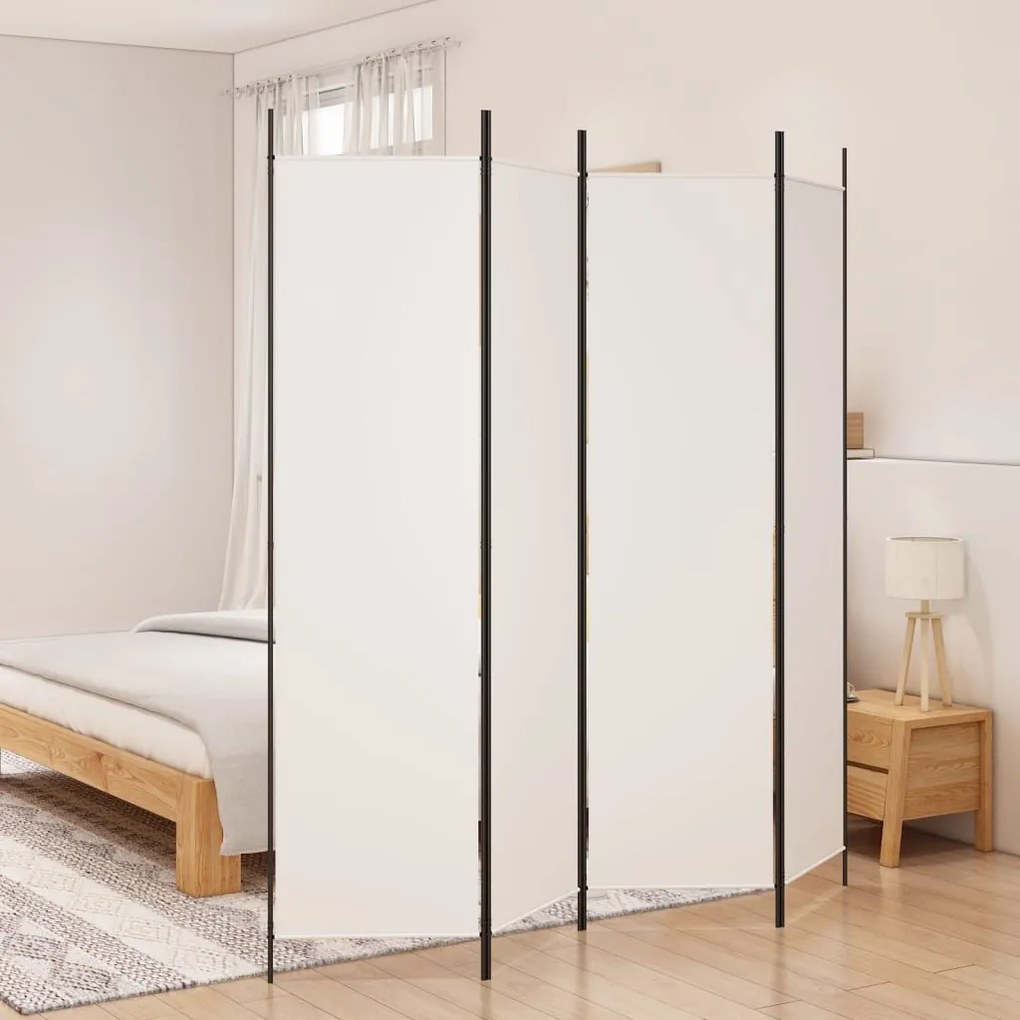 Divisorio A 4 Pannelli Bianco 200x200 Cm Tessuto /