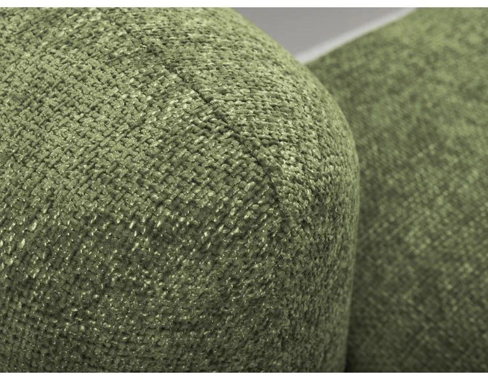 Divano angolare verde allungabile/con contenitore (con penisola a destra/con chaise lounge) con rivestimento in ciniglia Mele – Makamii