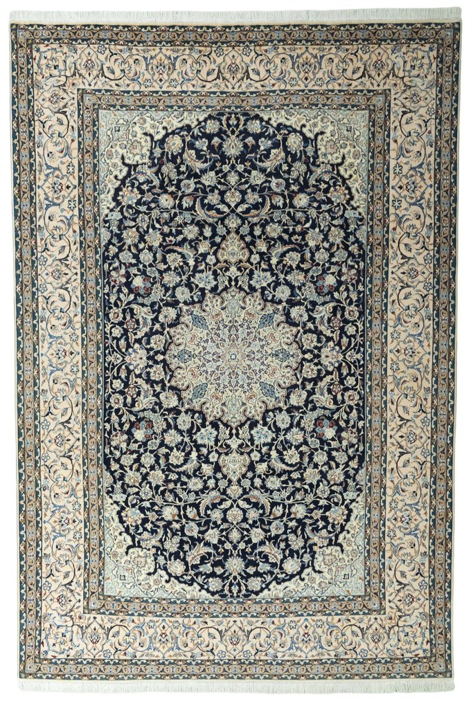 Nain Tappeto 270x400 Blu (Iran) Annodato A Mano
