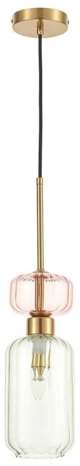 Lampadario a sospensione con filo MOLLY 1xE14/40W/230V diametro 12 cm oro/verde/rosa