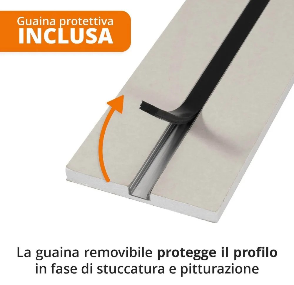 Cartongesso con Profilo in alluminio Integrato Offerta PACK Minimo 20pz Selezionare la lunghezza 2 Metri