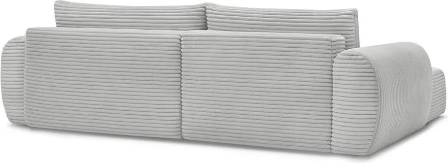 Divano angolare in grigio chiaro allungabile (con penisola a sinistra) con rivestimento in velluto a coste Lucien – Bobochic Paris