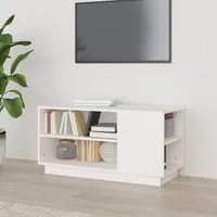 Mobile Porta TV Bianco 80x35x40,5 cm in Legno Massello di Pino 814405