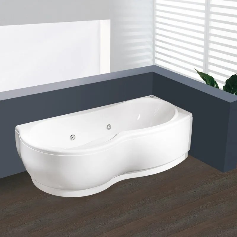 Vasca idromassaggio KEKKY 80 x 180 cm bianco con schienale dx 6 idro jets orientabili