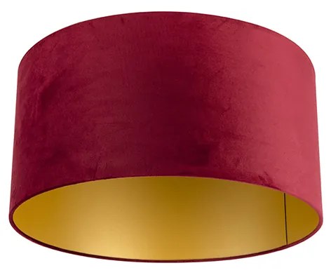 Paralume in velluto rosso 50/50/25 con interno dorato