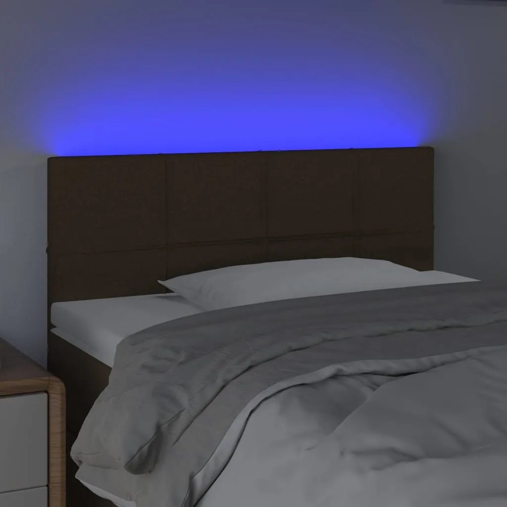 Testiera a led marrone scuro 80x5x78/88 cm in tessuto