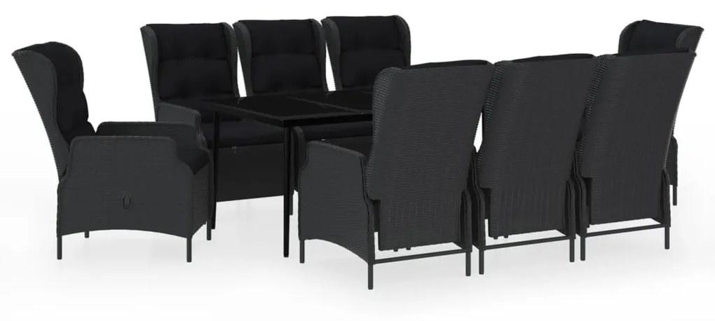Set mobili da pranzo per giardino 9 pz grigio scuro