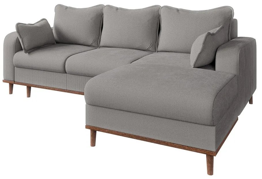 Divano angolare grigio chiaro in velluto a coste (angolo destro) Beata - Ropez