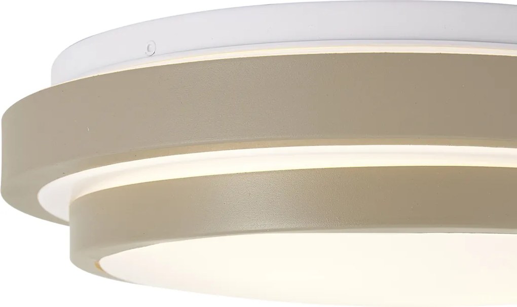 Plafoniera moderna tortora con bianco 34cm 2 luci IP44 - Walden