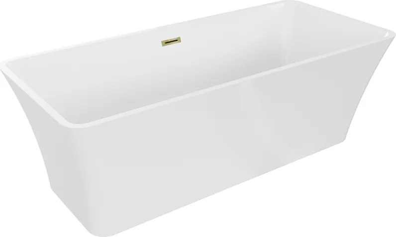 Mexen Tonia vasca da bagno freestanding 170 x 75 cm, bianca, troppopieno dorato - 52171707500-50