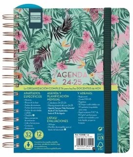 Agenda Finocam Tropic Multicolore Quarto 15,5 x 21,2 cm 2024-2025 Insegnante