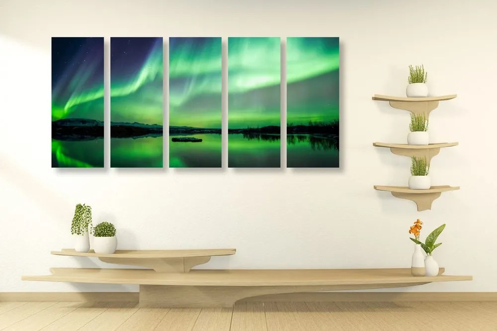 Quadri 5 pezzi – Aurora boreale