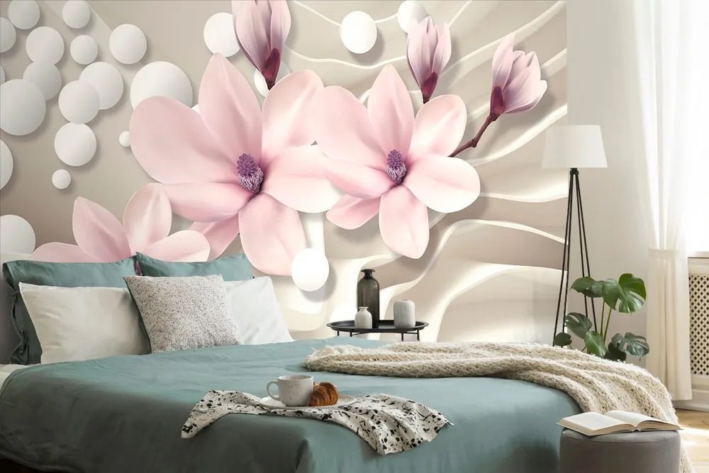 Carta da parati – Magnolia su sfondo astratto
