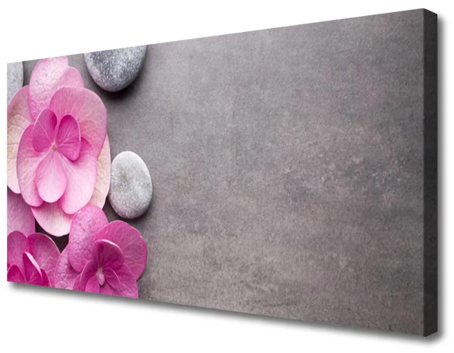 Quadro su tela Fiori rosa per aromaterapia 100x50 cm