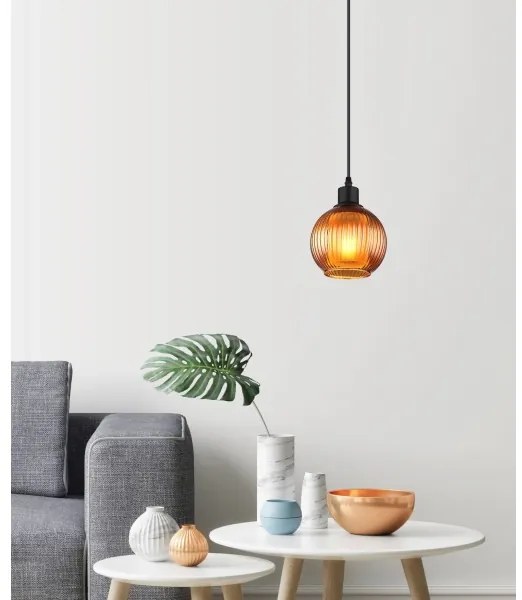 Globo 15638B - Lampadario a sospensione con filo ZUMBA 1xE27/25W/230V diametro 15 cm rame