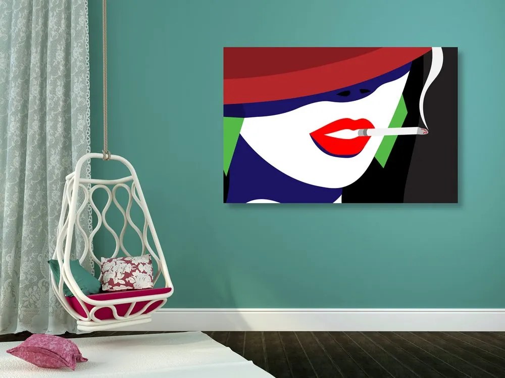Stampa su tela – Donna con cappello in stile pop art