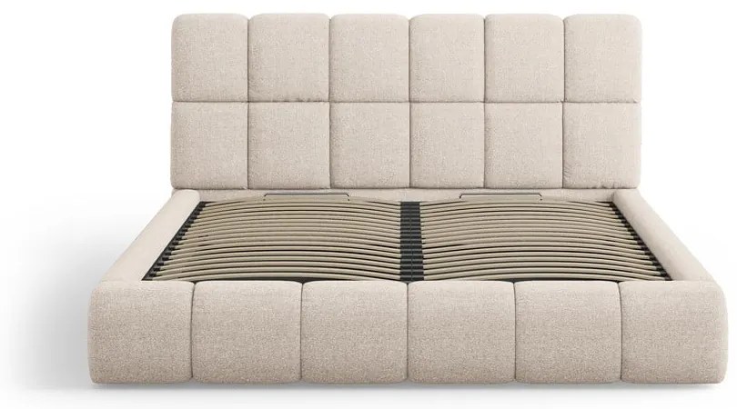Letto color crema imbottito con spazio contenitivo 160x200 cm Bellis – Micadoni Home