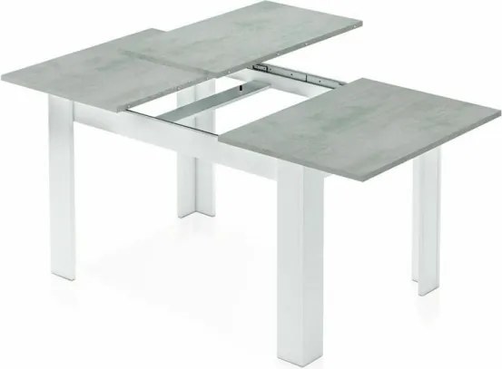 Tavolo allungabile da pranzo rettangolare in legno 140-190x90 cm Kendra Cemento/Bianco