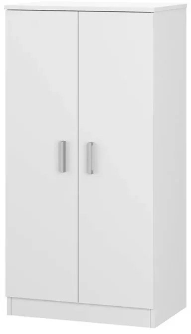Mobile scarpiera H 108 cm bianco in legno con 2 ante e 6 ripiani