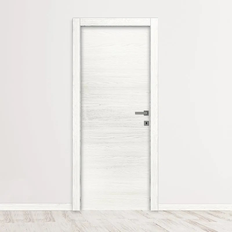 Porta interna a battente Oxford in legno colore bianco latte, L 80 x H 210 cm, apertura reversibile